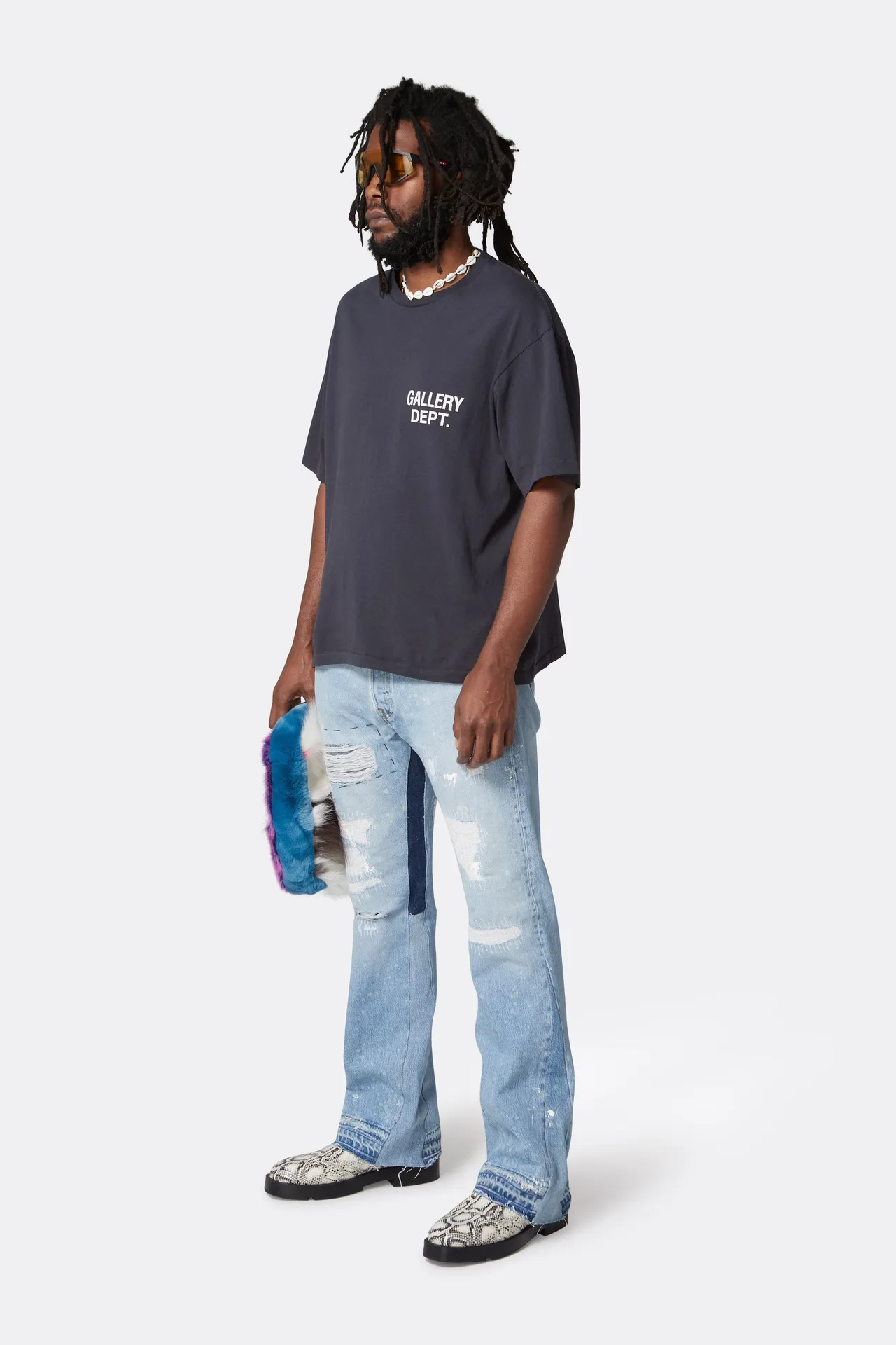 GALLERY DEPT. SOUVENIR TEE Black English LOGO short sleeves Hollywood limited edition Washed black S-XL Classic basic style washed and aged Cylindrical seamless linen and cotton fabric Loose fit